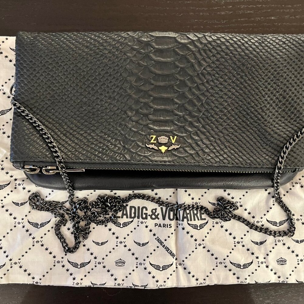 Zadig & Voltaire rock clutch crocodile bag